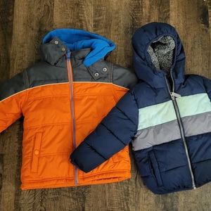 toddler fully lined coats 2T, & 4, unisex boys canyon river blues cozy puffer